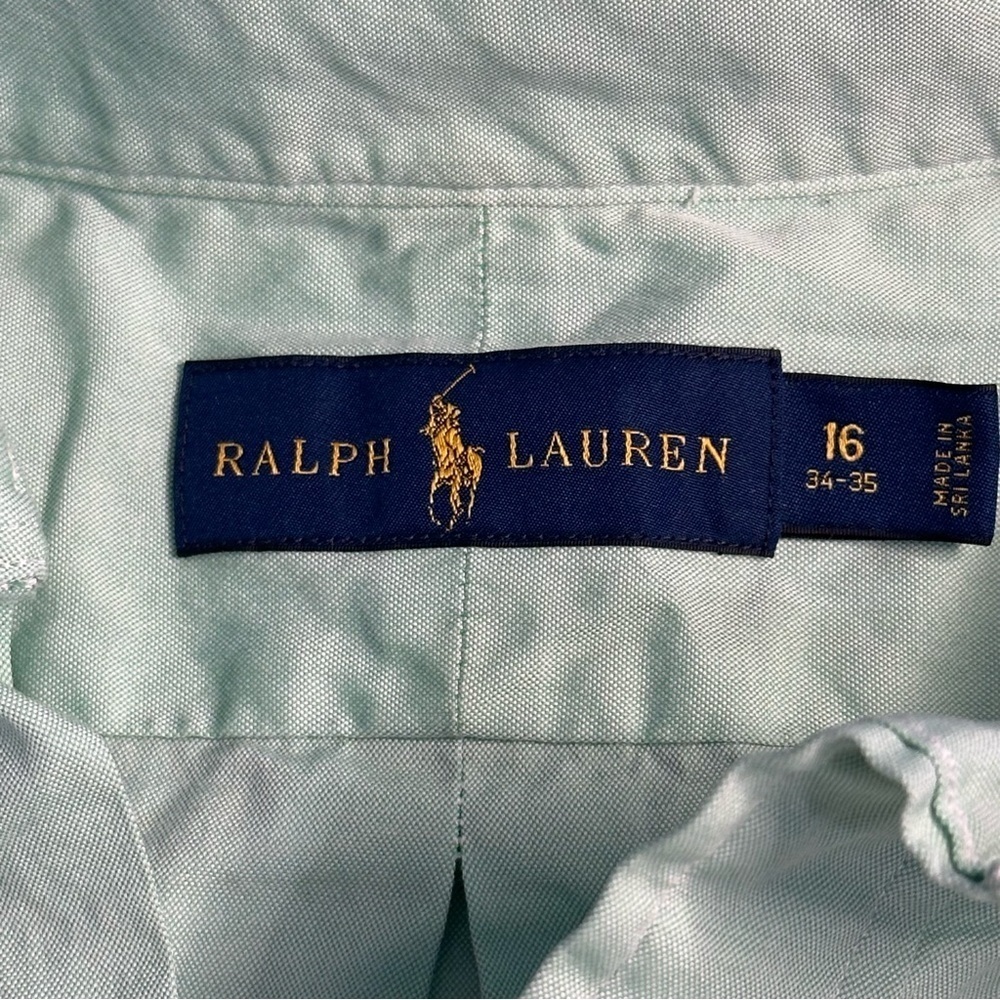 Ralph Lauren Green Casual Button Down Shirt 16 Large XL 100 cotton office work - Picture 8 of 11